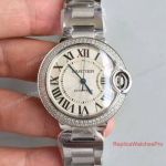 Swiss ETA Exact Replica Ballon Bleu de Cartier Watch Stainless Steel 33mm